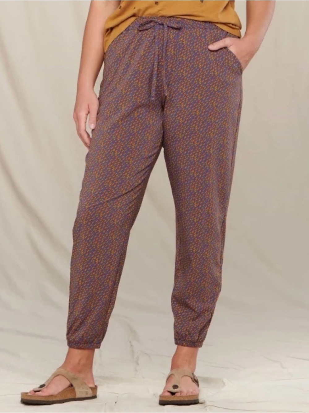 Toad & Co. Sunkissed Jogger Pants Geometric Blue Yellow Lightweight Women’s XL